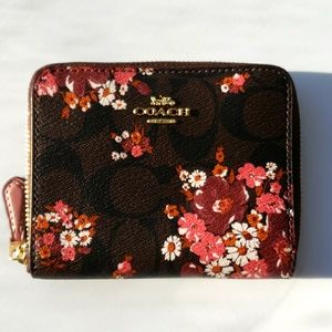 Coach floral zip around wallet